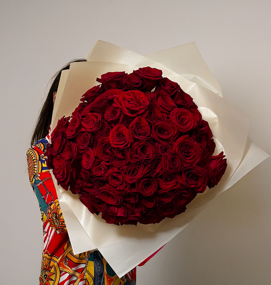 Bouquet "Velvet Queen " - 75 Premium Roses